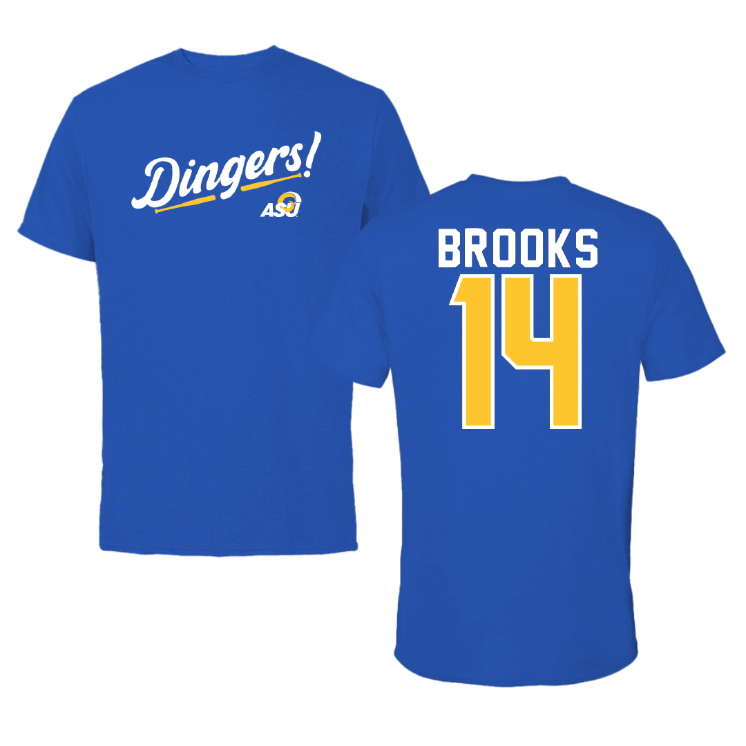 Angelo State University Baseball Blue Dingers Performance Tee - #14 Kannon Brooks