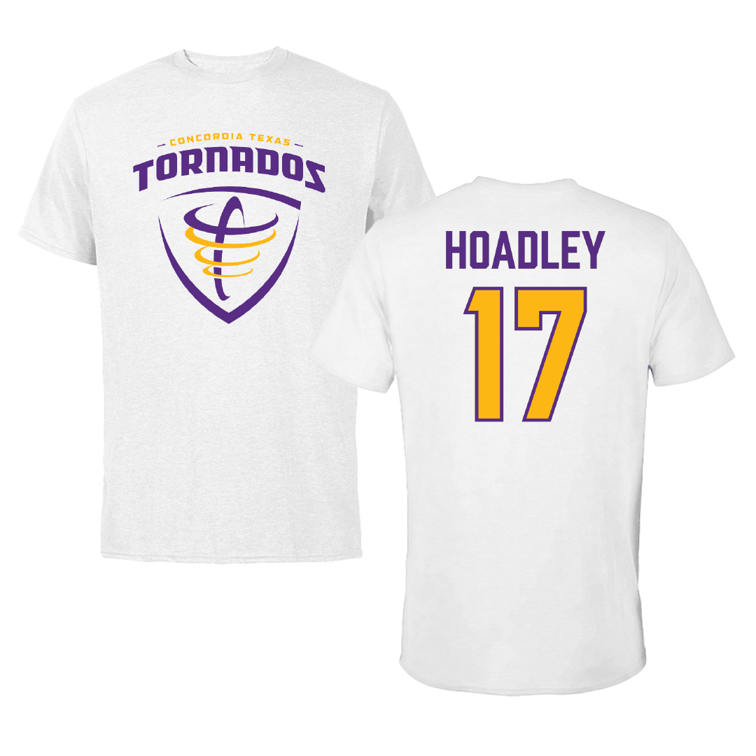 Concordia University (Texas) Baseball White Performance Tee - #17 Rowdy Hoadley