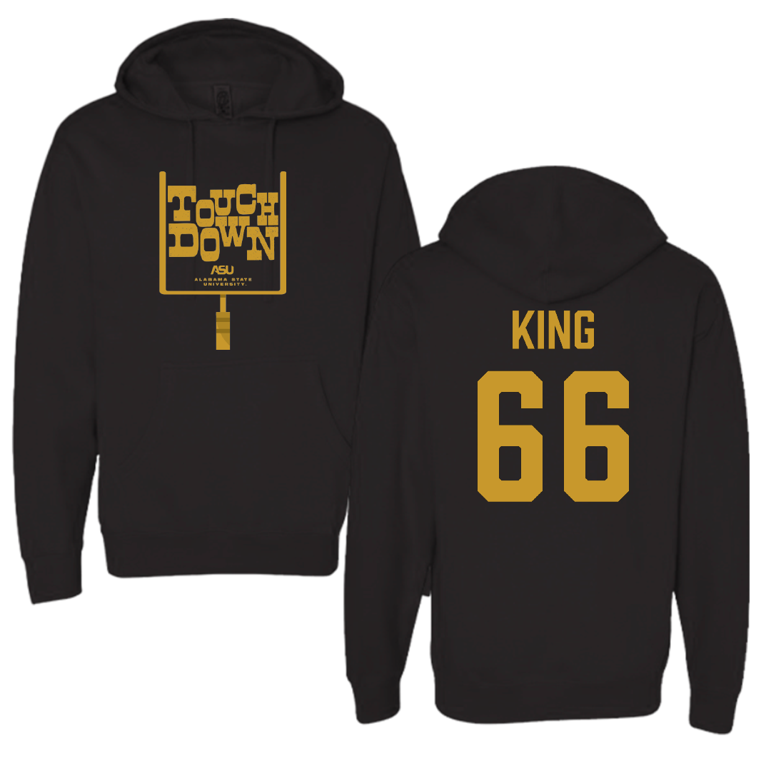 Alabama State University Football Black Touchdown Hoodie - #66 Darrius King