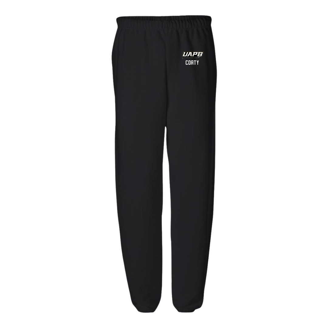 University of Arkansas-Pine Bluff Football Black Sweatpants - #87 Livingston Coaty