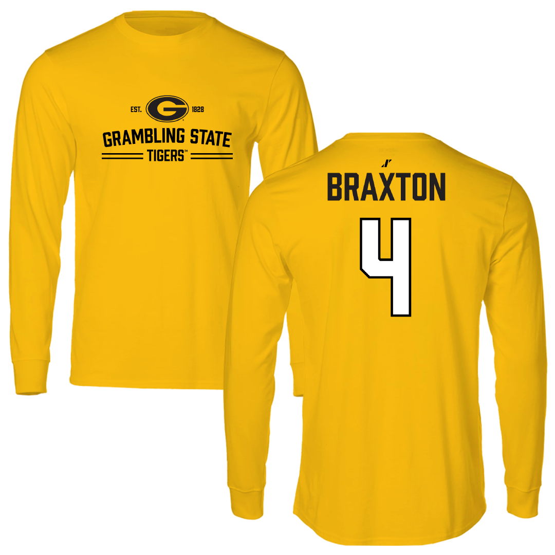 Grambling State University Baseball Gold General Performance Long Sleeve - #4 Dillon Braxton