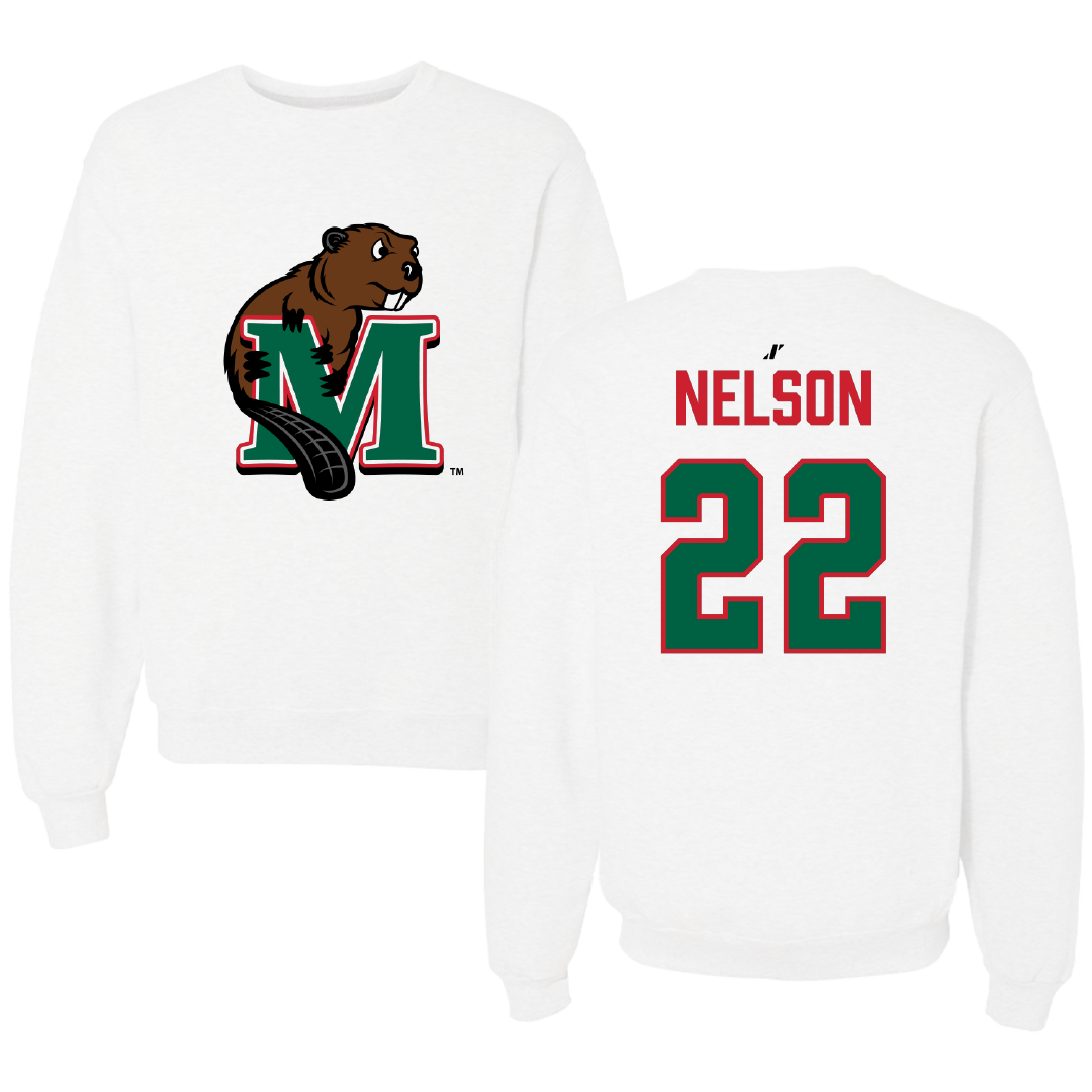 Minot State University Basketball (W) White Crewneck - #22 Lorelei Nelson