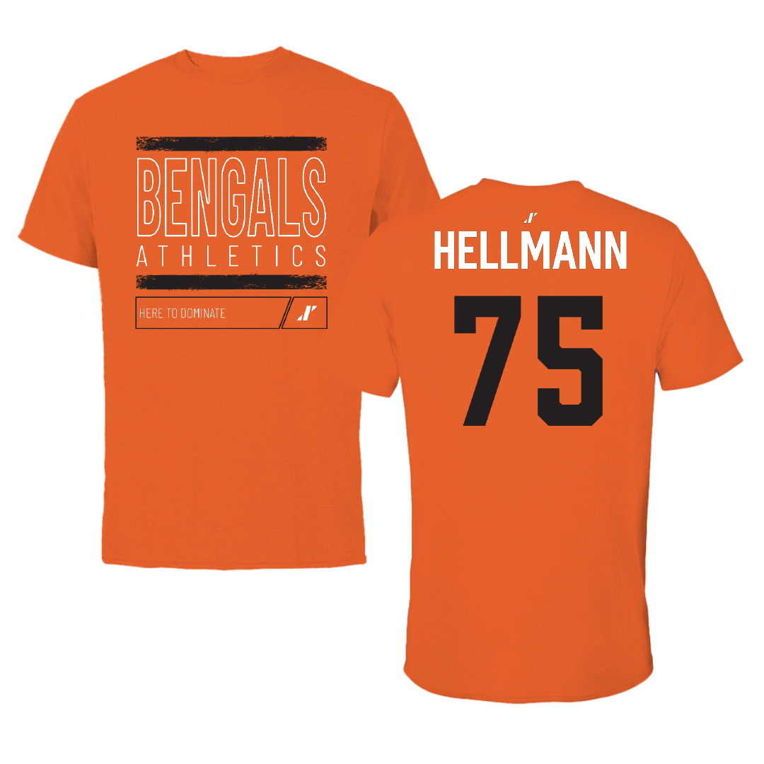 Idaho State University Football Orange Dominate Performance Tee - #75 Jakob Hellmann