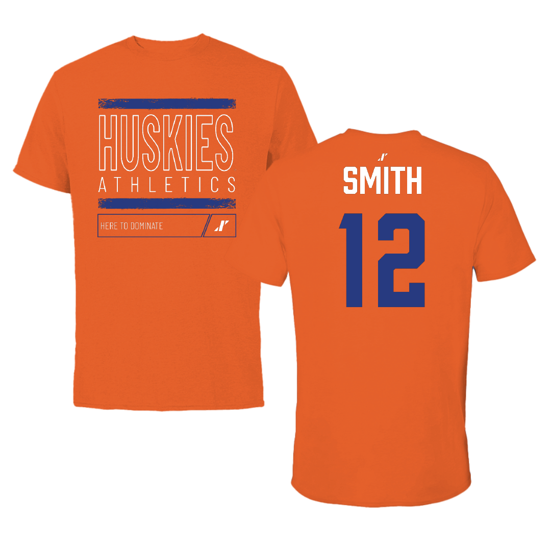 Houston Christian University Football Orange Dominate Performance Tee - #12 Ozarrio Smith