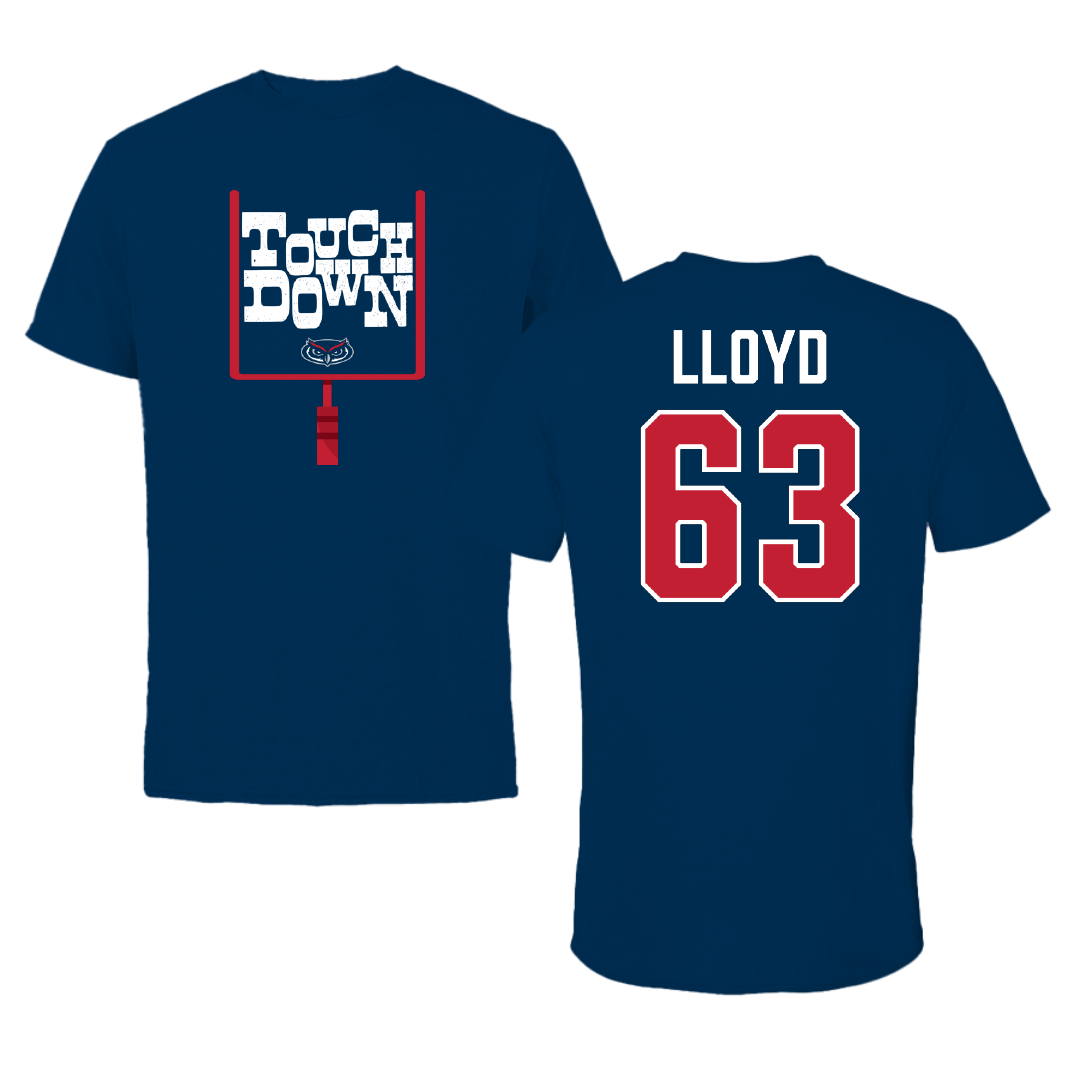 Florida Atlantic University Football Navy Touchdown Performance Tee - #63 Dylan Lloyd