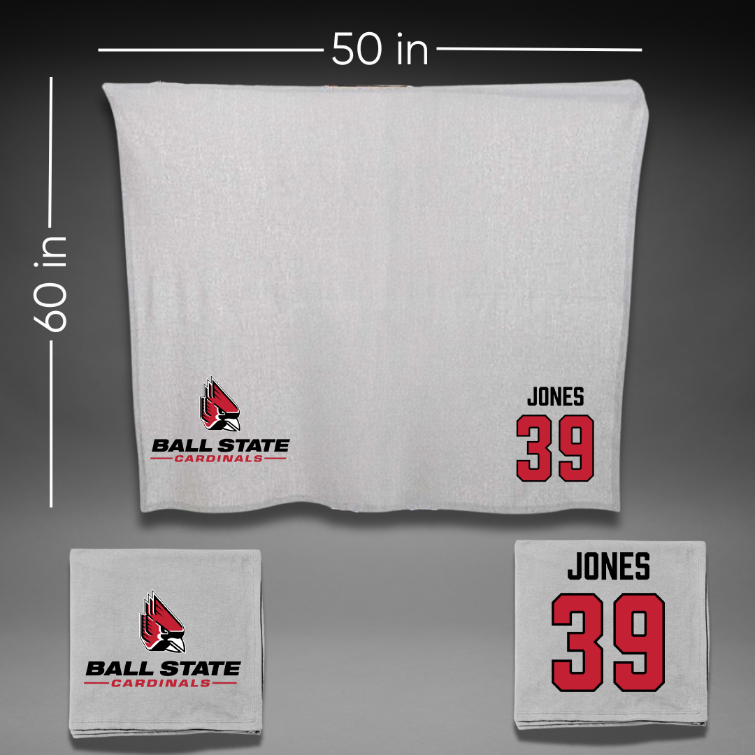 Ball State University Baseball Gray Blanket - #39 Jeremy Jones