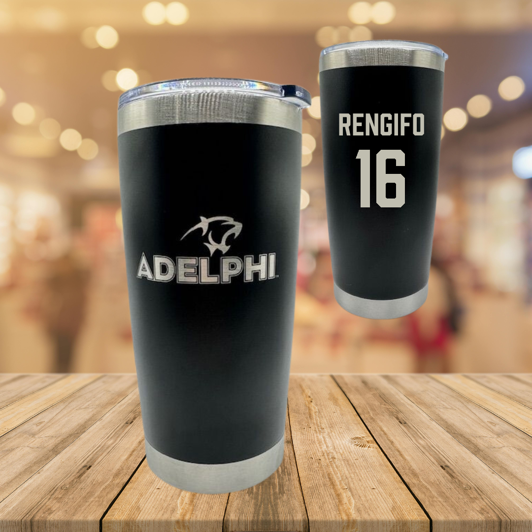 Adelphi University Baseball Black Stainless Steel Tumbler - #16 Giancarlo Rengifo