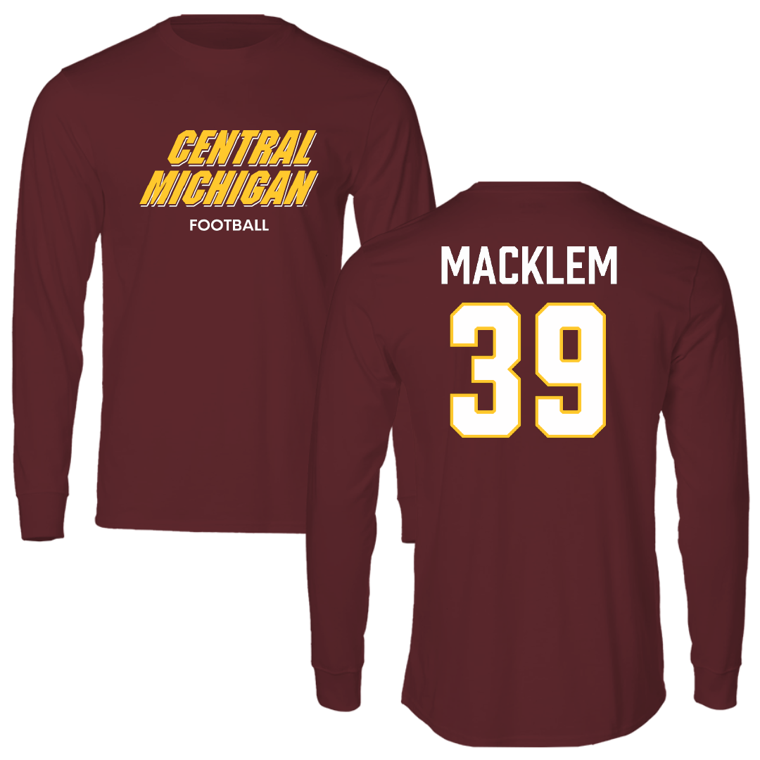 Central Michigan University Football Maroon Long Sleeve - #39 Max Macklem
