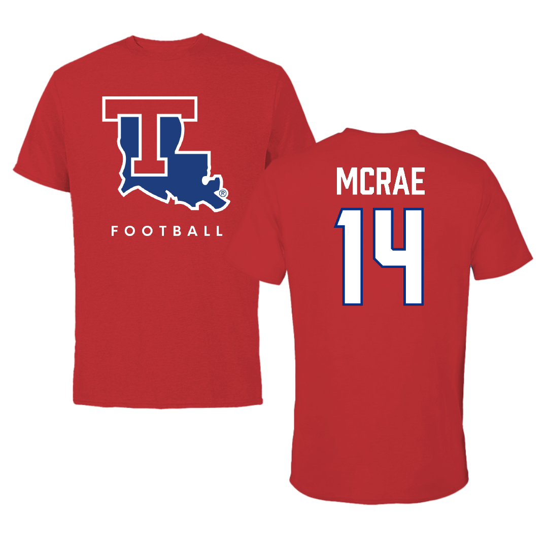 Louisiana Tech University Football Red Performance Tee - #14 Jordan McRae