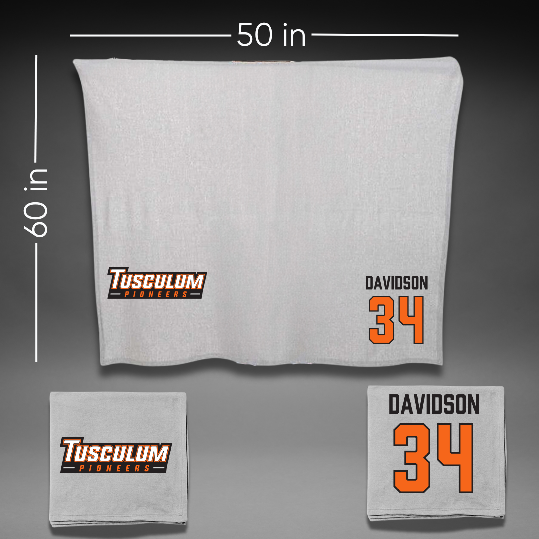 Tusculum University Baseball Gray Blanket - #34 Nate Davidson