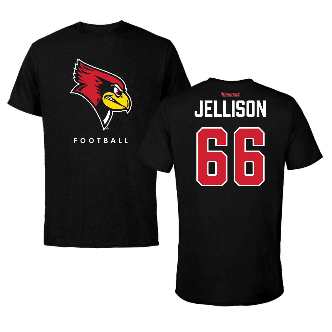 Illinois State University Football Black Performance Tee - #66 Brayden Jellison