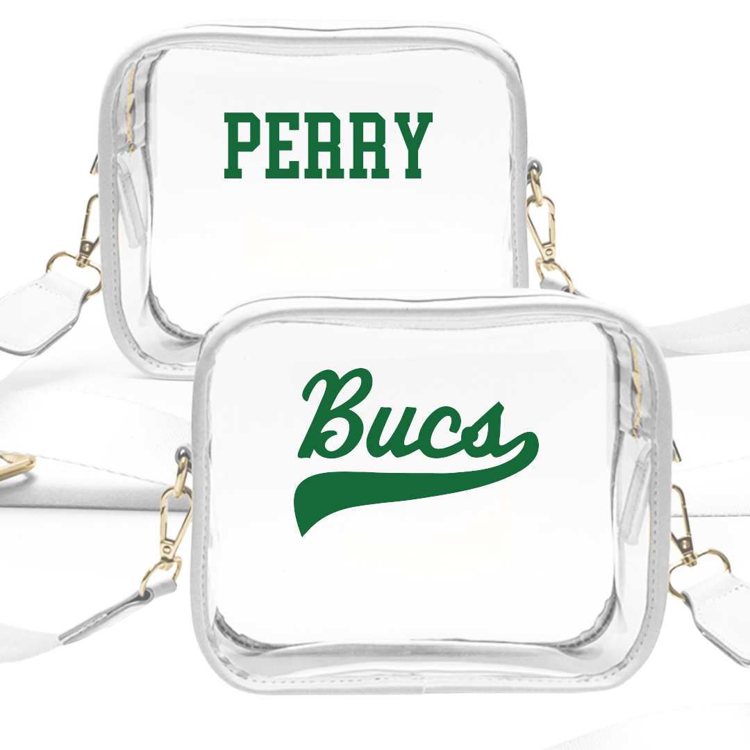 Shelton State Community College Cheer White Clear Stadium Bag - Derek Perry
