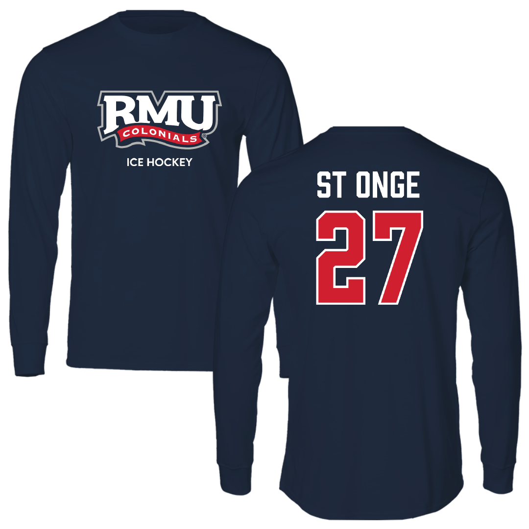 Robert Morris University Ice Hockey (M) Navy RMU Performance Long Sleeve - #27 Rylee St Onge