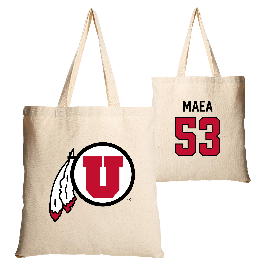 University of Utah Football Tan Canvas Tote Bag - #53 Johnny Maea