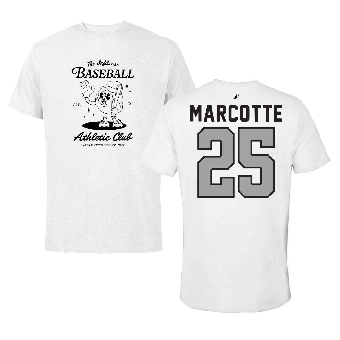 Baseball White Influxer Athletic Club Tee - #25 Riley Marcotte