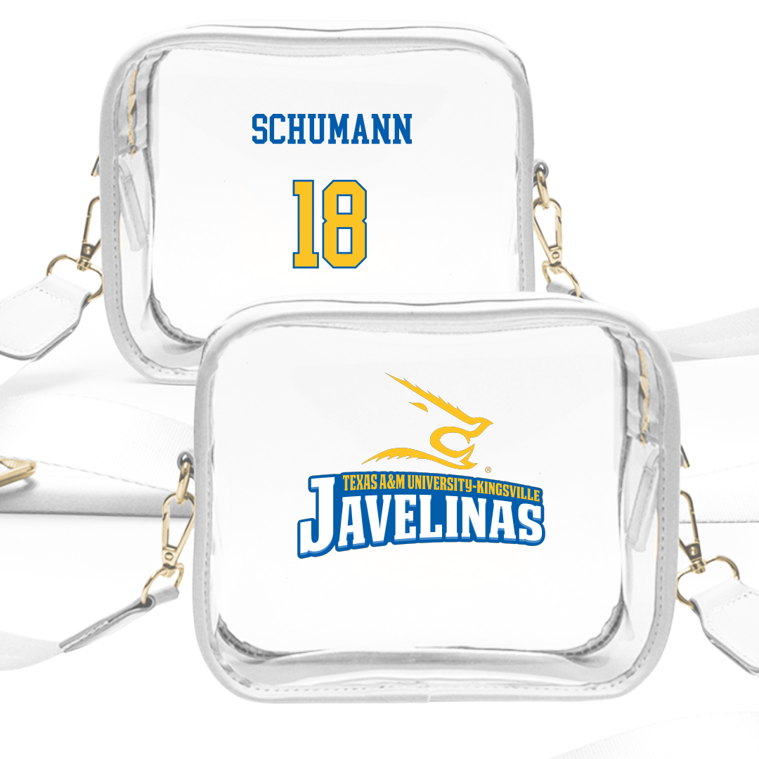 Texas A&M University-Kingsville Baseball White Clear Stadium Bag - #18 Tyler Schumann