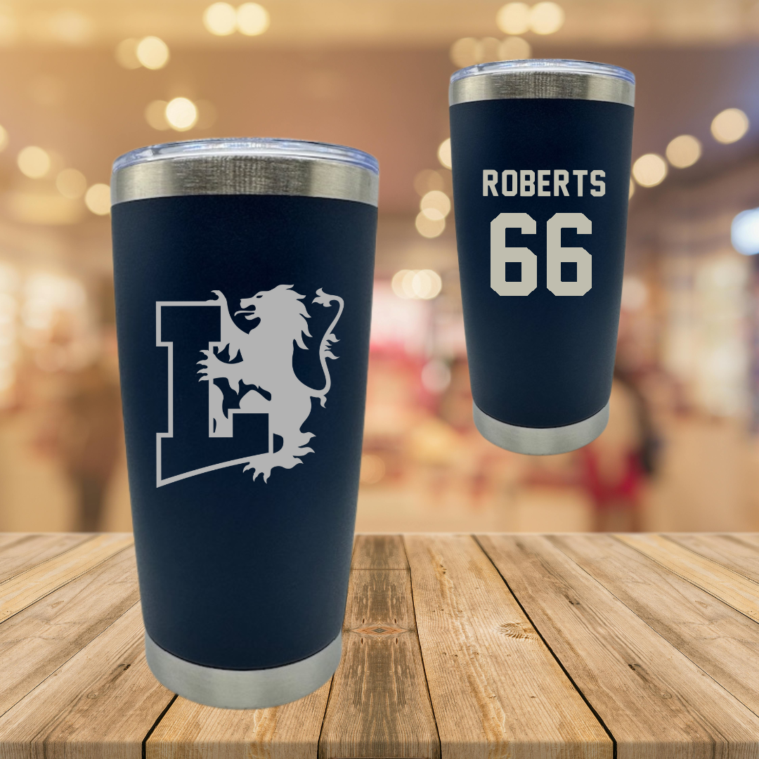 Lyon College Football Navy Stainless Steel Tumbler - #66 Elijah Roberts
