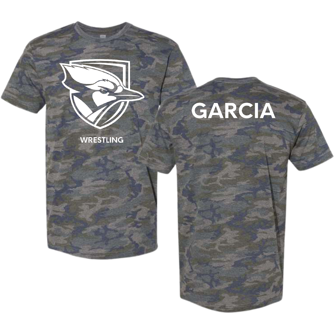 Elmhurst University Wrestling (M) Vintage Camo Tee - Diego Garcia