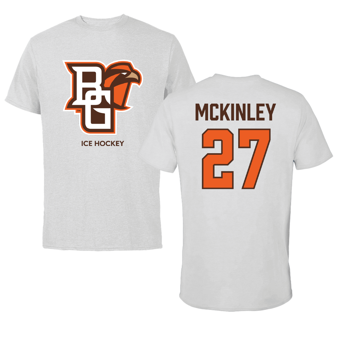 Bowling Green State University Ice Hockey (M) Light Gray Performance Tee - #27 Breck McKinley