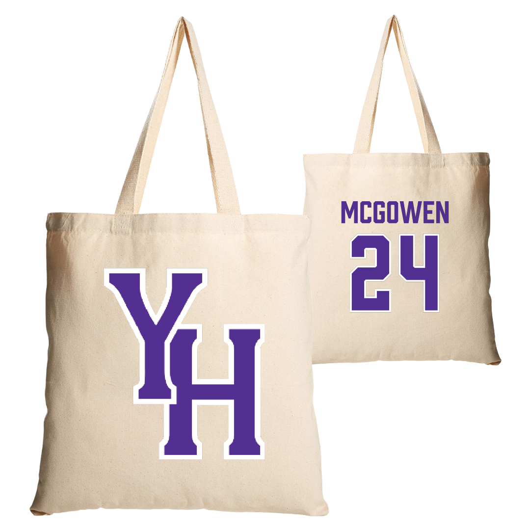 Young Harris College Lacrosse (M) Tan Canvas Tote Bag - #24 Aidan McGowen