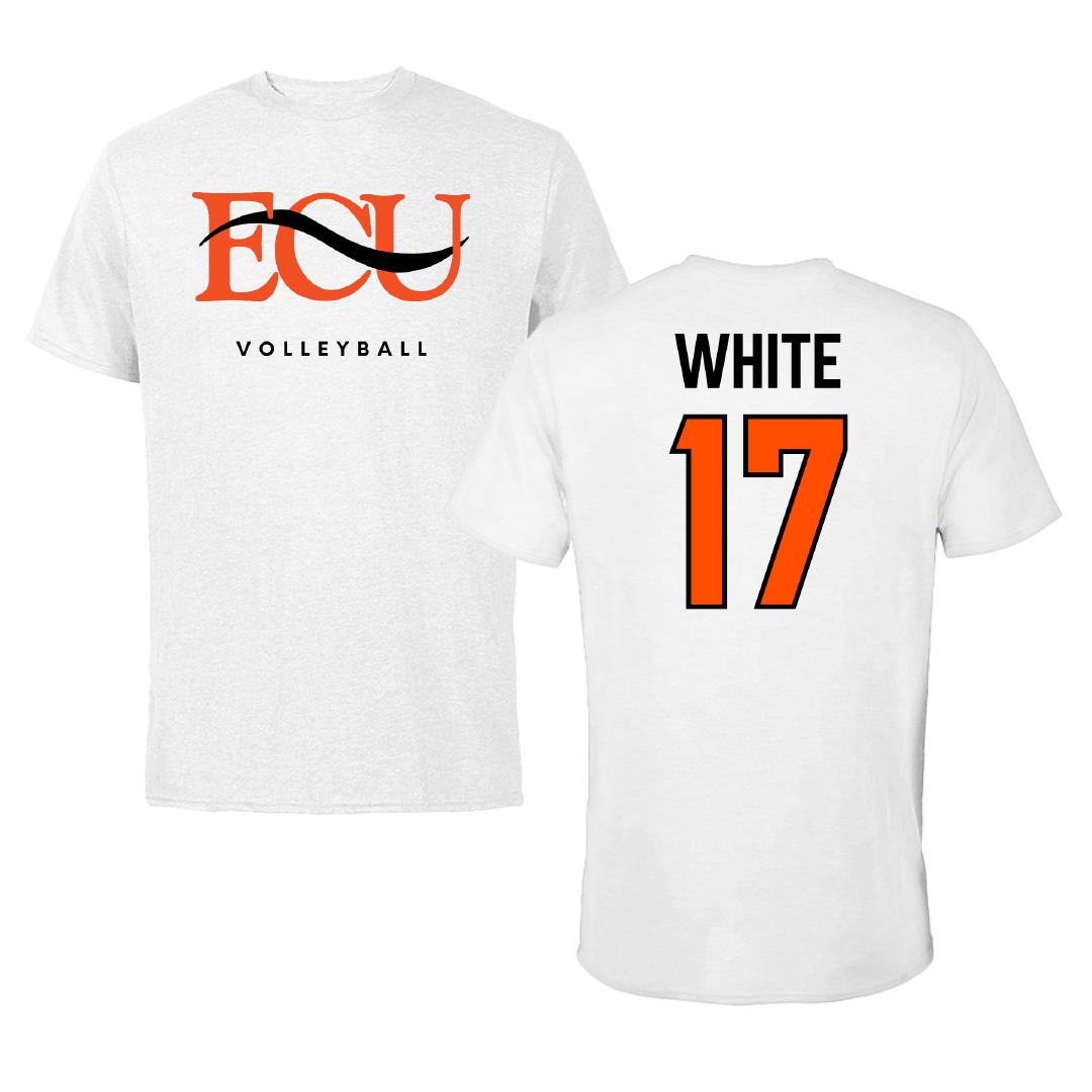 East Central University Volleyball White Performance Tee - #17 Kensington White