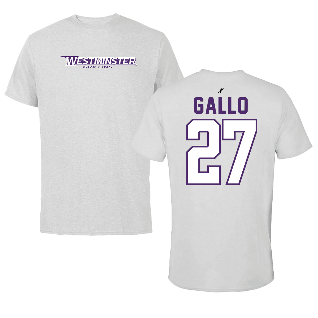 Westminster University (Utah) Soccer Light Gray Tee - #27 Owen Gallo