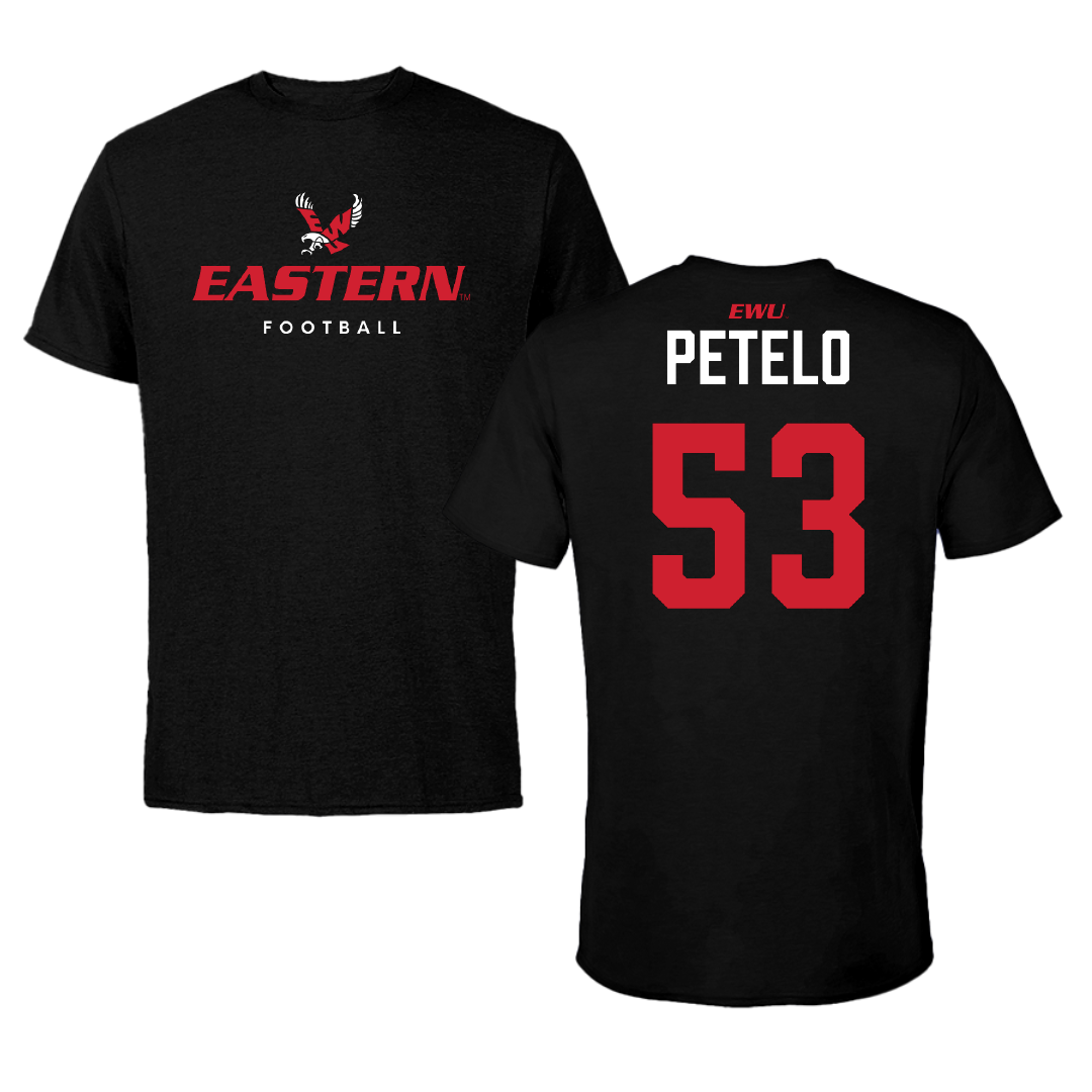 Eastern Washington University Football Black Eastern Tee - #53 Lijah Petelo