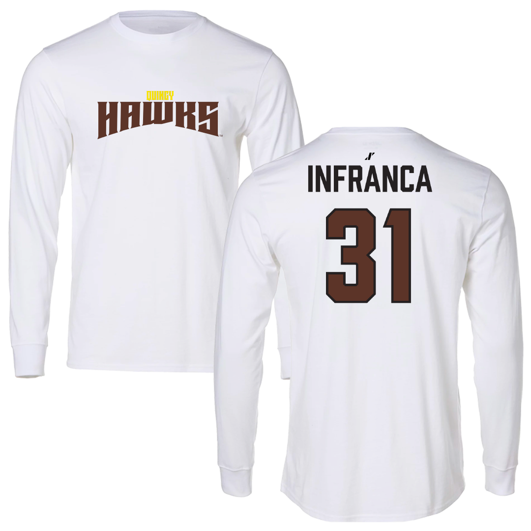 Quincy University Baseball White Classic Performance Long Sleeve - #31 Michael Infranca