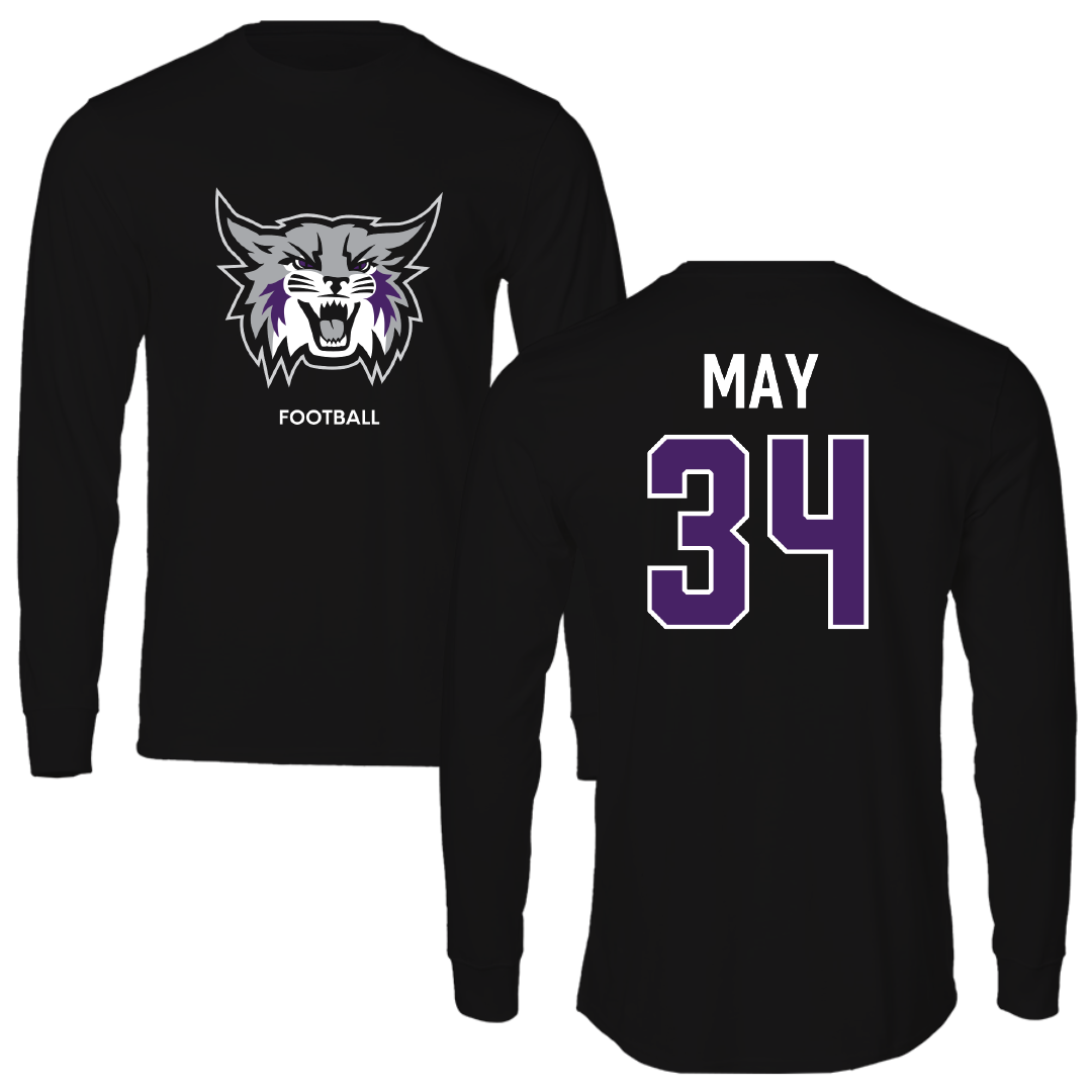 Weber State University Football Black Performance Long Sleeve - #34 Colter May