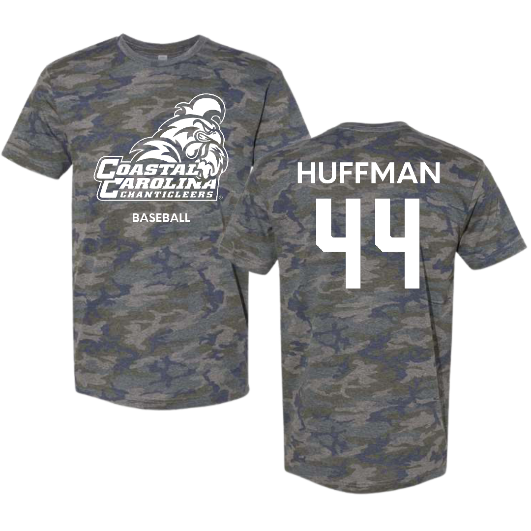 Coastal Carolina University Baseball Vintage Camo Tee - #44 Kaleb Huffman