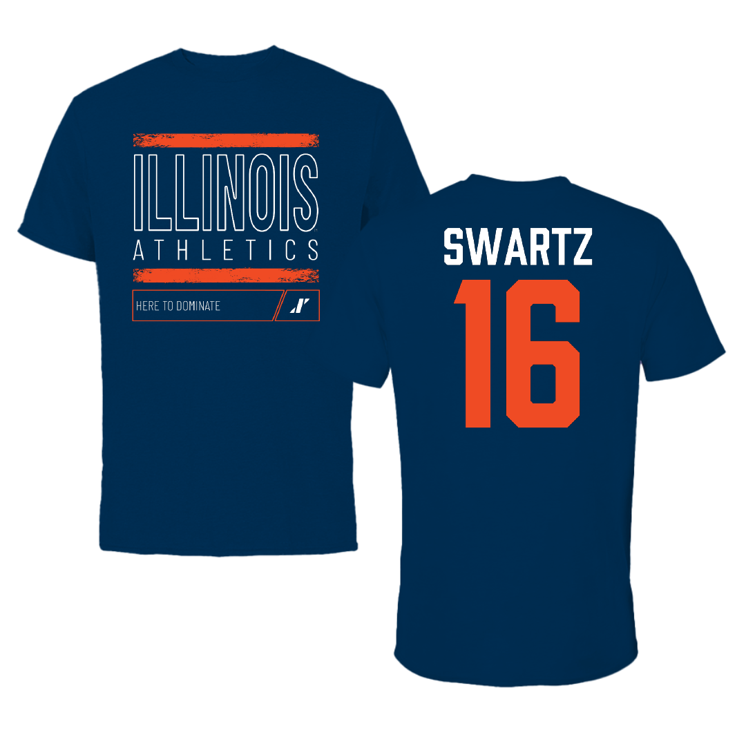 University of Illinois Baseball Navy Dominate Performance Tee - #16 Jake Swartz