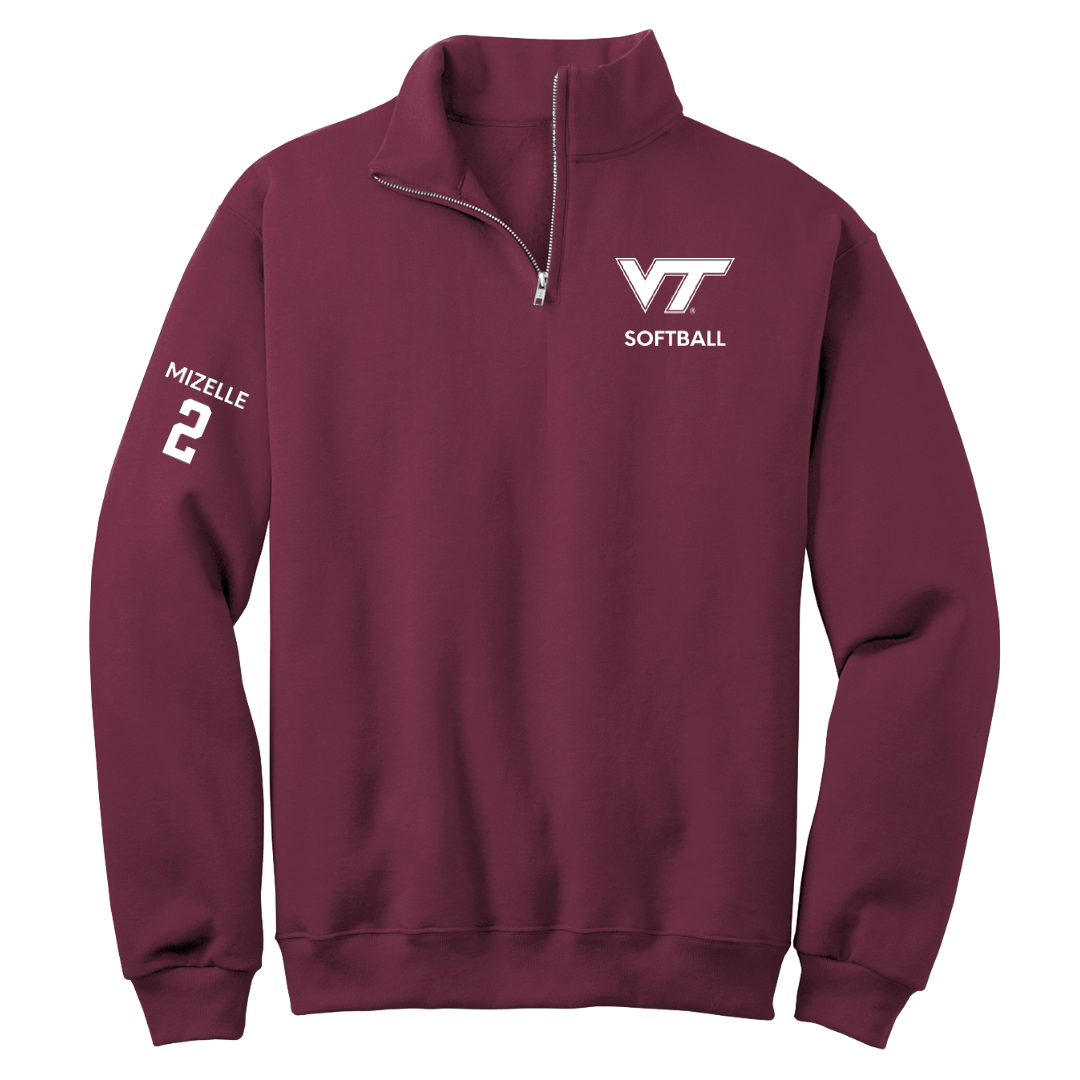Virginia Tech Softball Maroon Quarter-Zip - #2 Gaby Mizelle