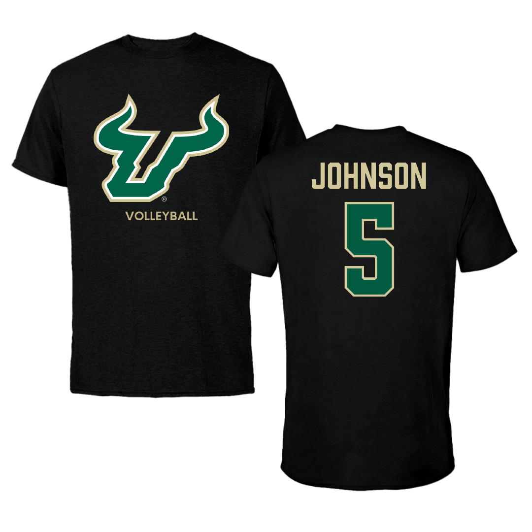 University of South Florida Volleyball (W) Black Tee - #5 Tatiana Johnson