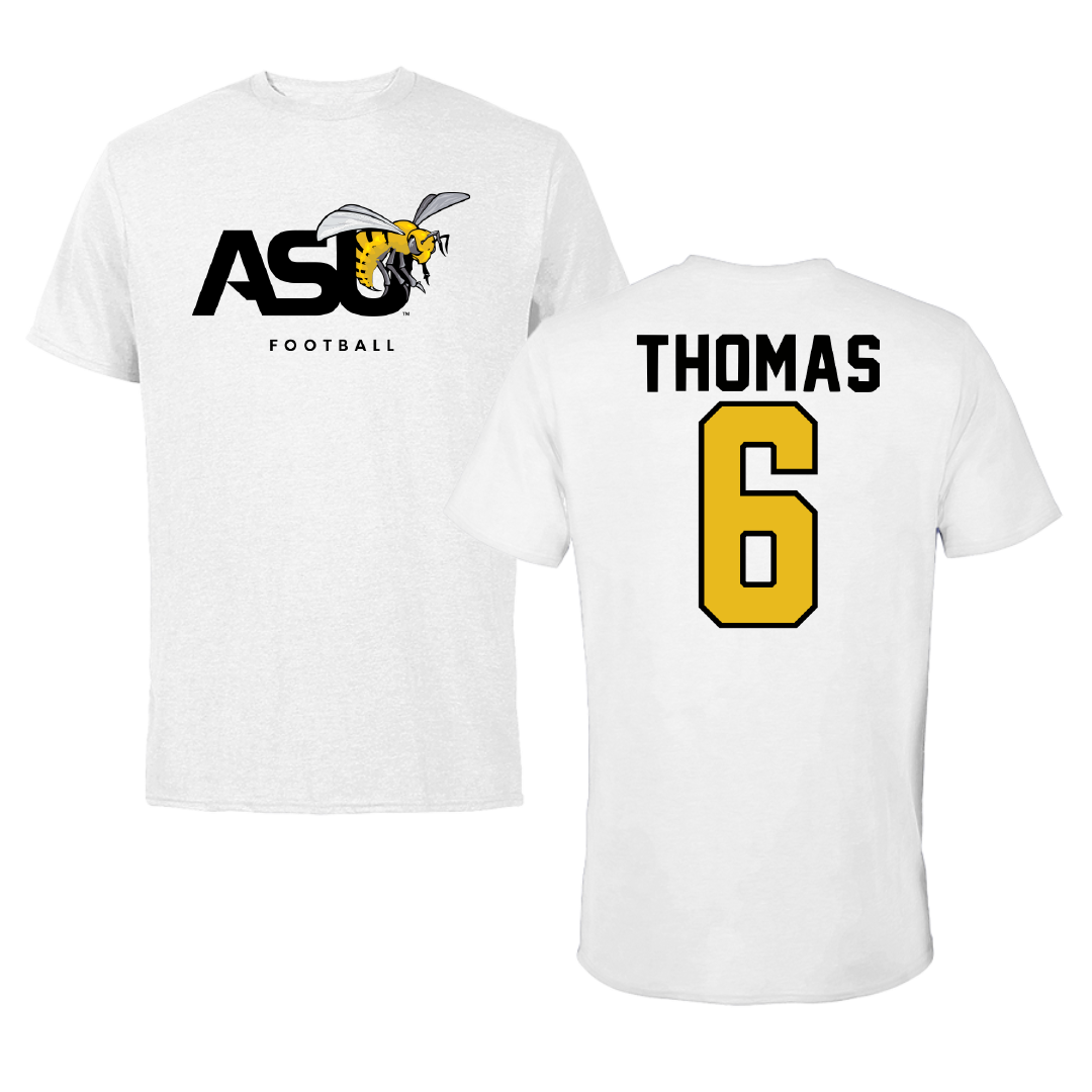 Alabama State University Flag Football White ASU Tee - #6 Alyssa Thomas