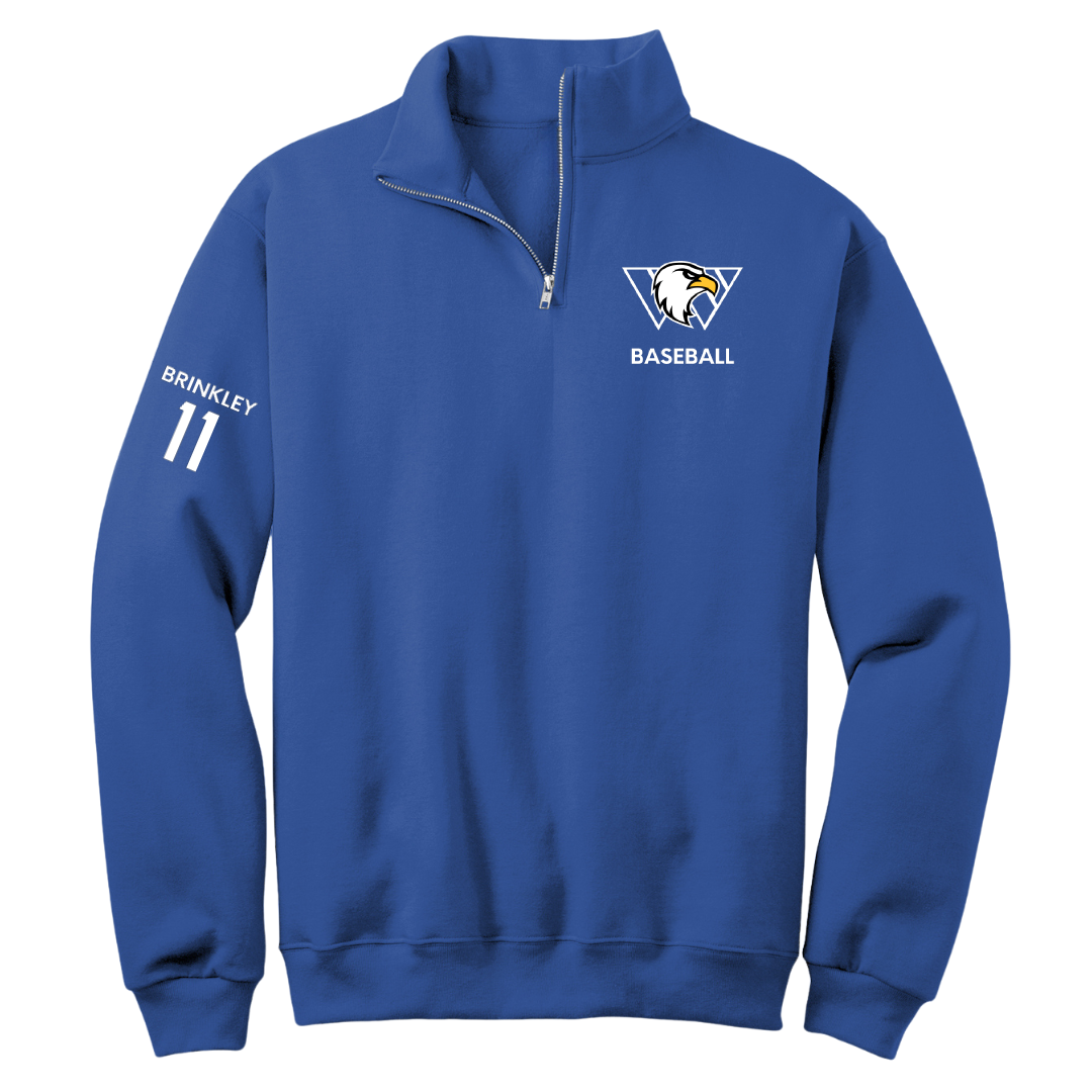 Williams Baptist University Baseball Blue Quarter-Zip - #11 Connor Brinkley
