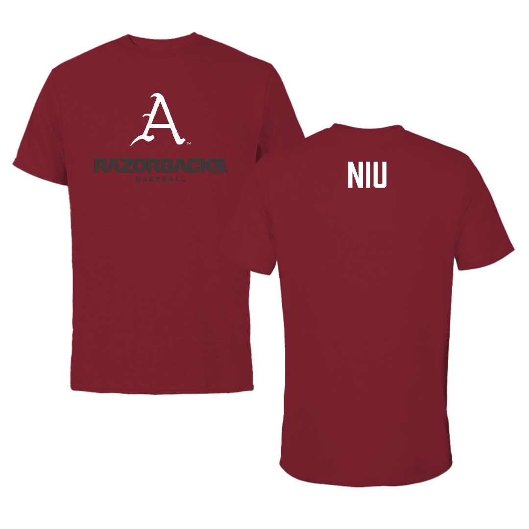 University of Arkansas Baseball Cardinal Baseball Tee - Maika Niu