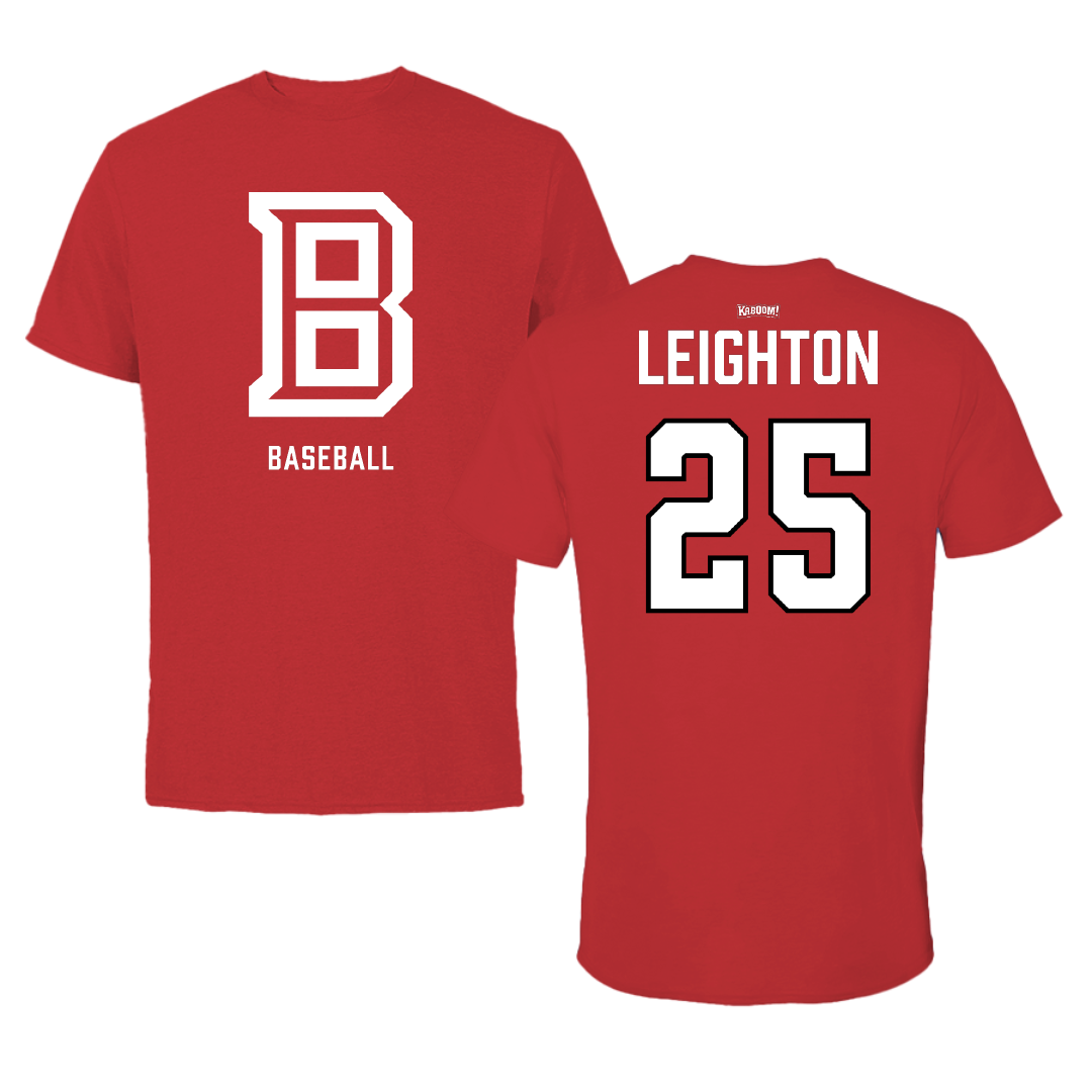Bradley University Baseball Red Block Tee - #25 Cal Leighton