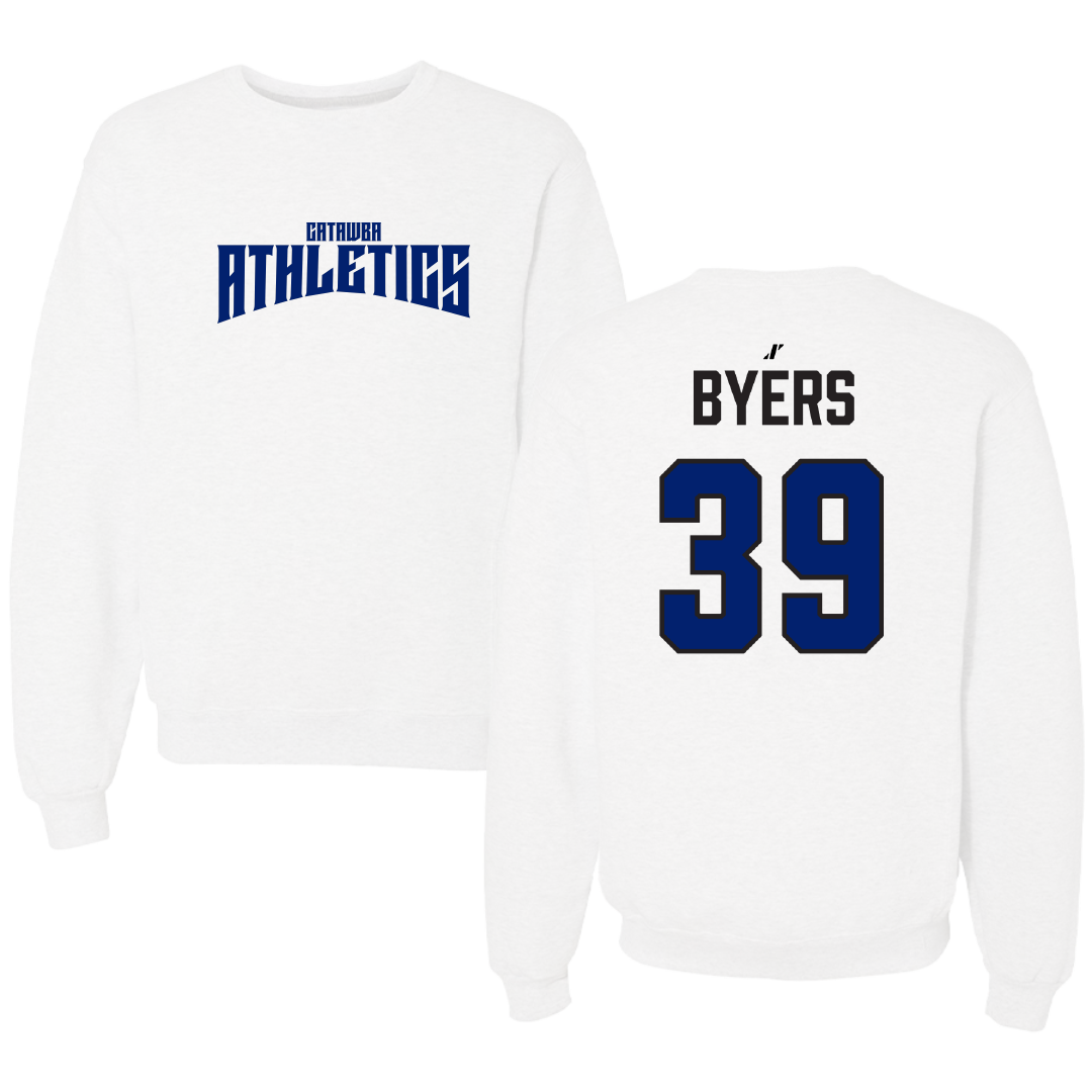 Catawba College Lacrosse (M) White Classic Crewneck - #39 Jackson Byers