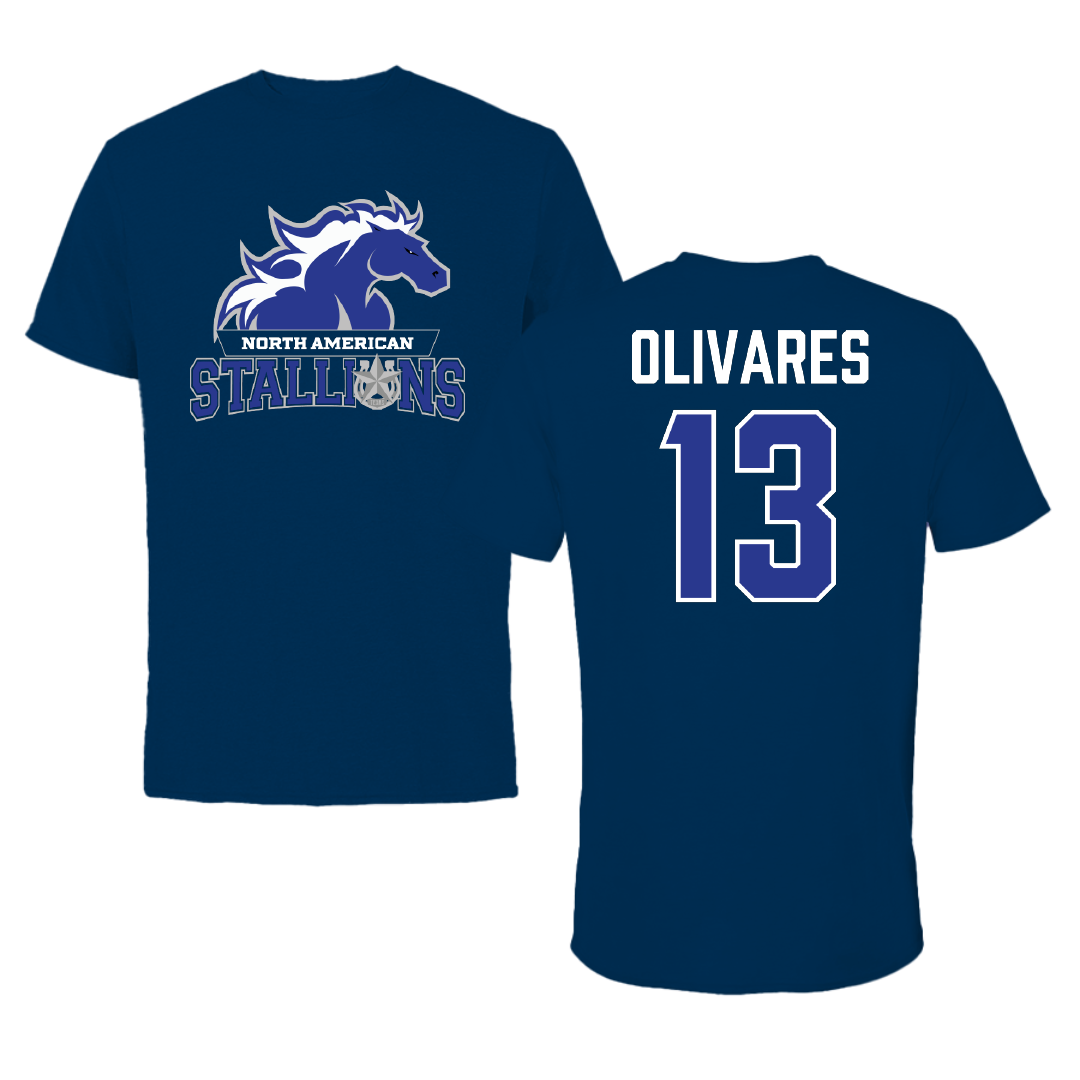 North American University Soccer (W) Navy Performance Tee - #13 Daphne Olivares