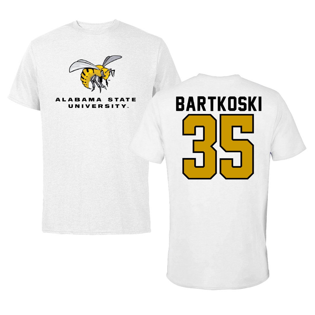 Alabama State University Baseball White Performance Tee - #35 Will Bartkoski