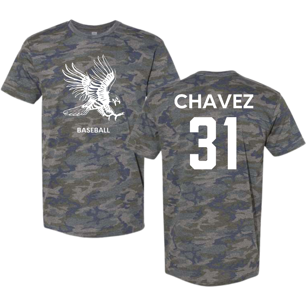 Dickinson State University Baseball Vintage Camo Tee - #31 Trent Chavez