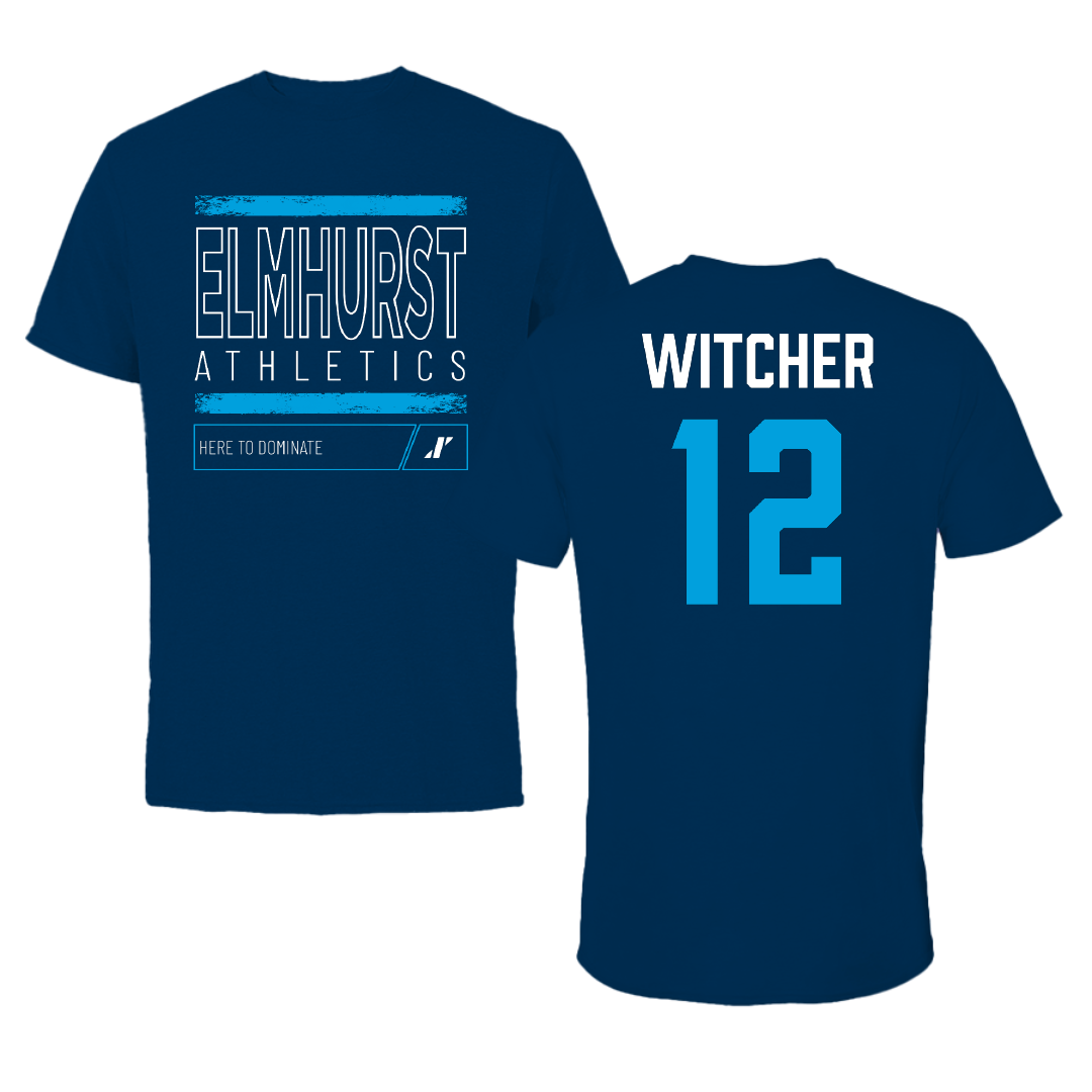 Elmhurst University Basketball (M) Navy Dominate Performance Tee - #12 John Witcher