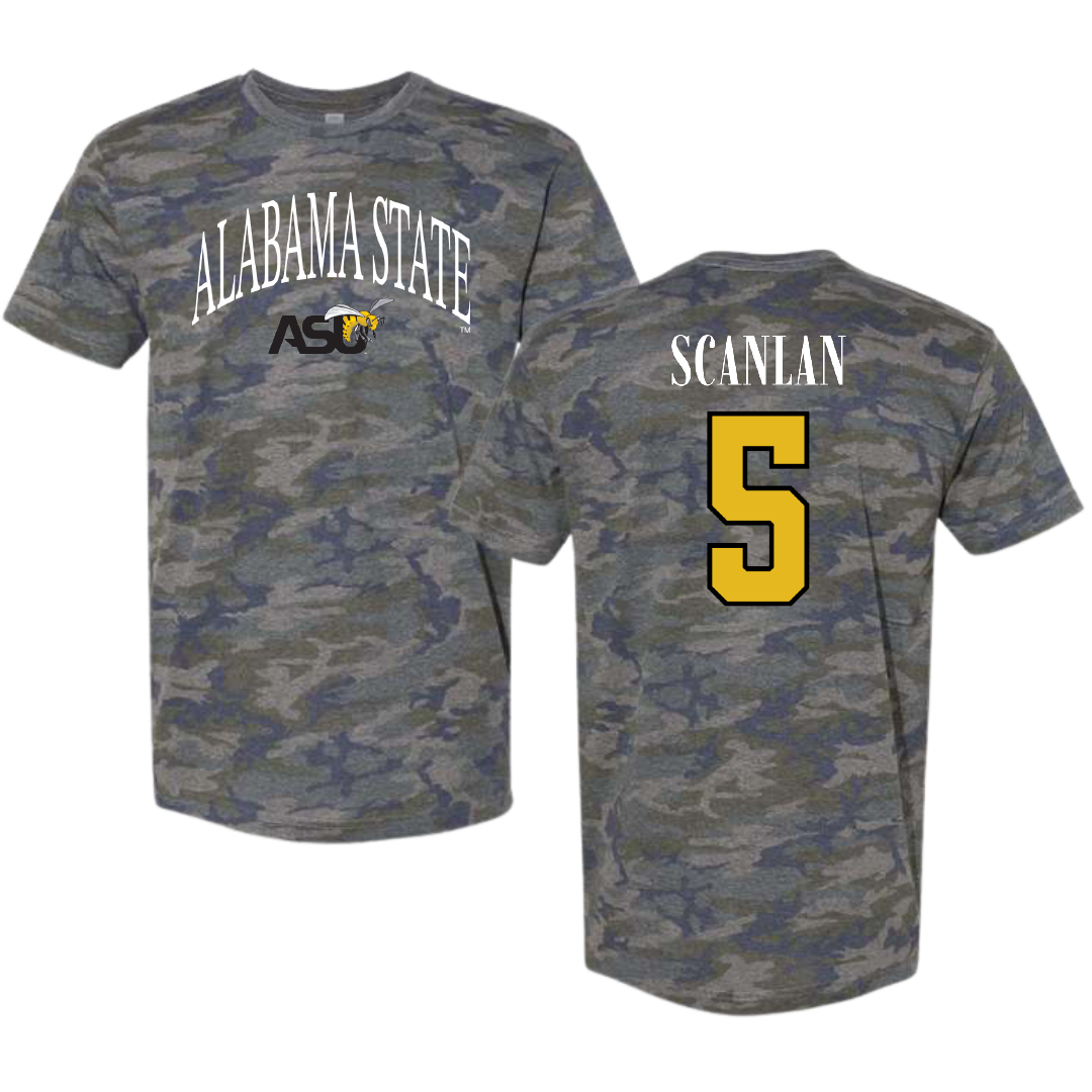 Alabama State University Volleyball Vintage Camo Tee - #5 Sierra Scanlan