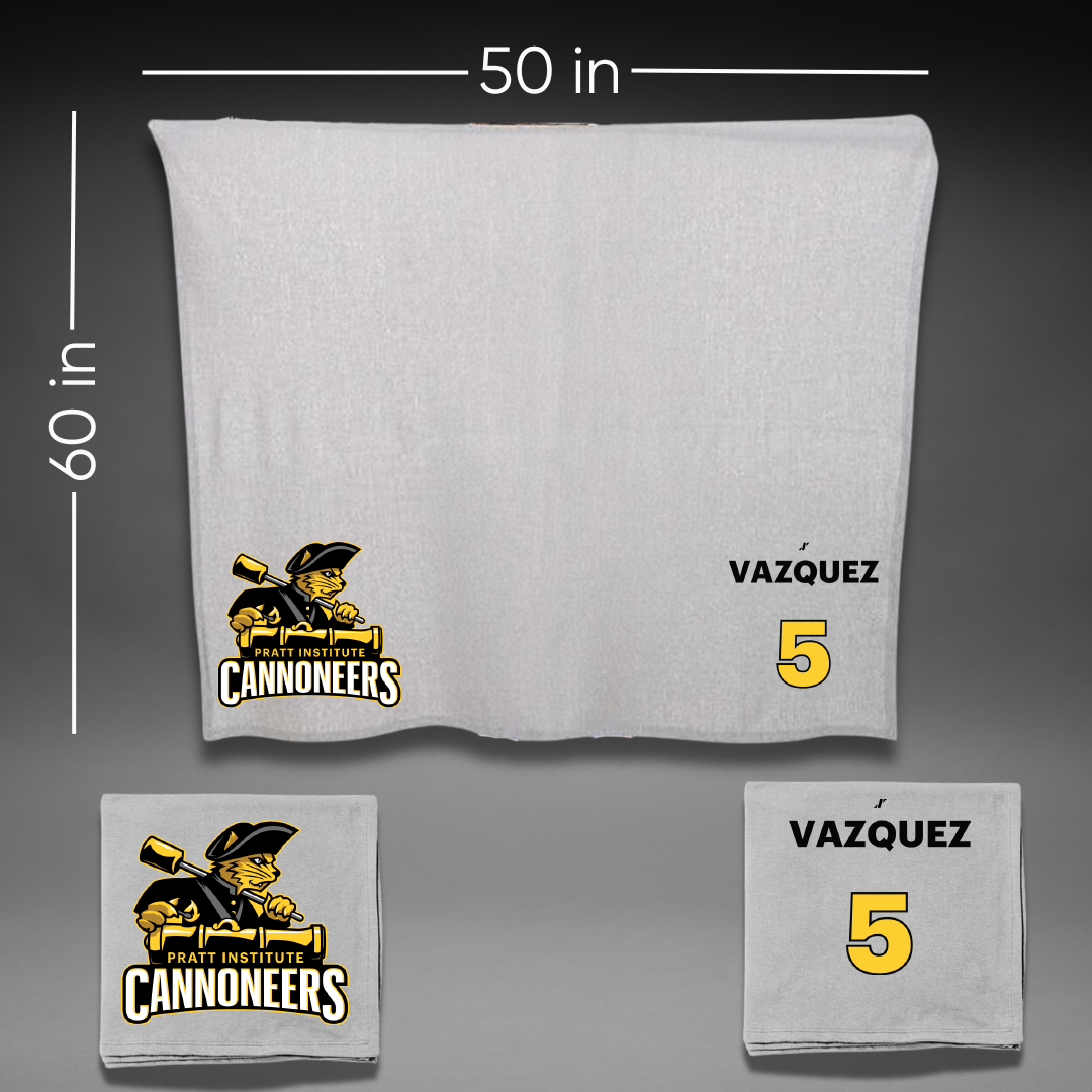 Pratt Institute Basketball (W) Gray Blanket - #5 Emily Vazquez