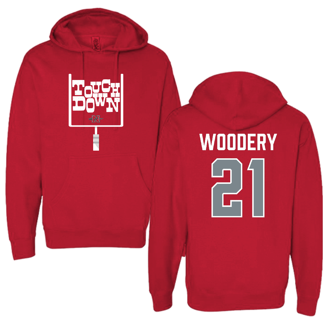 Nicholls State University Football Red Touchdown Hoodie - #21 Malik Woodery