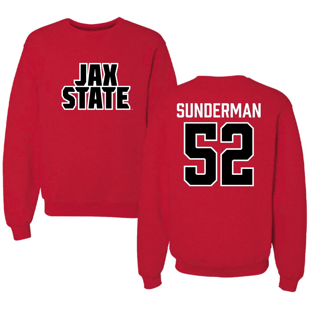 Jacksonville State University Football Red Crewneck - #52 Maddox Sunderman