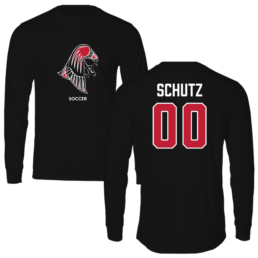 University of Wisconsin-River Falls Soccer (W) Black Mascot Long Sleeve - #00 Lauryn Schutz