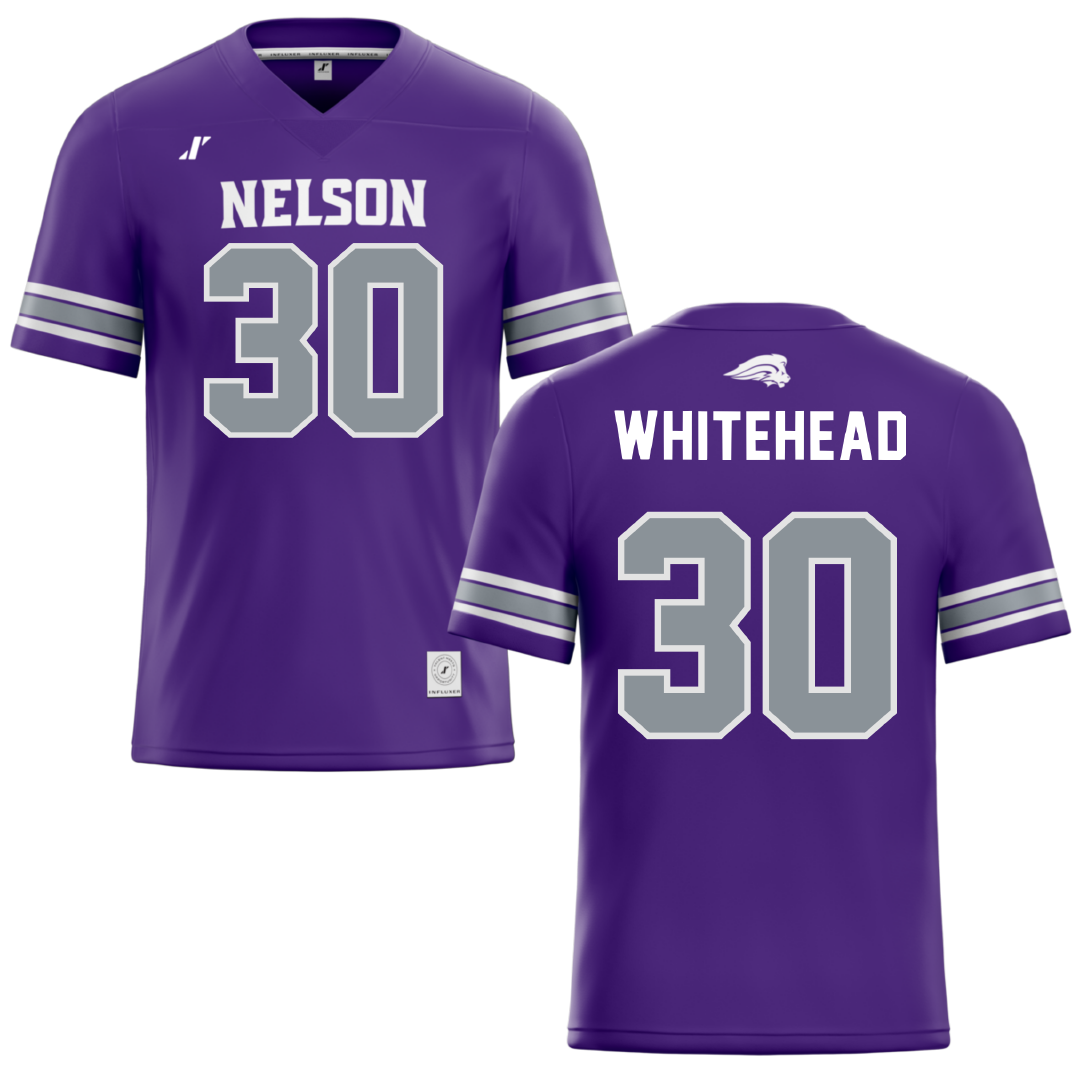 Nelson University Purple Football Jersey - #30 Cade Whitehead