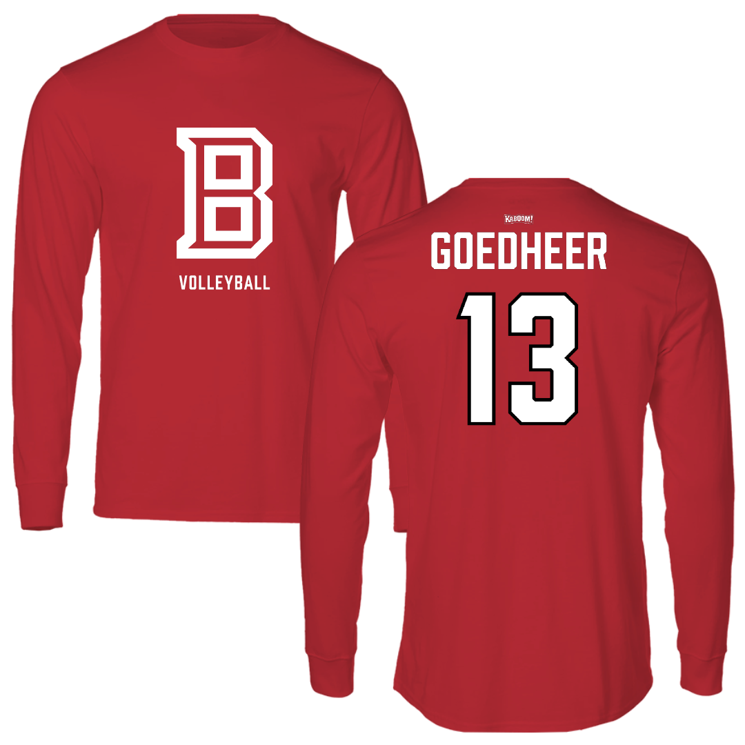 Bradley University Volleyball (W) Red Performance Long Sleeve - #13 Adeline Goedheer