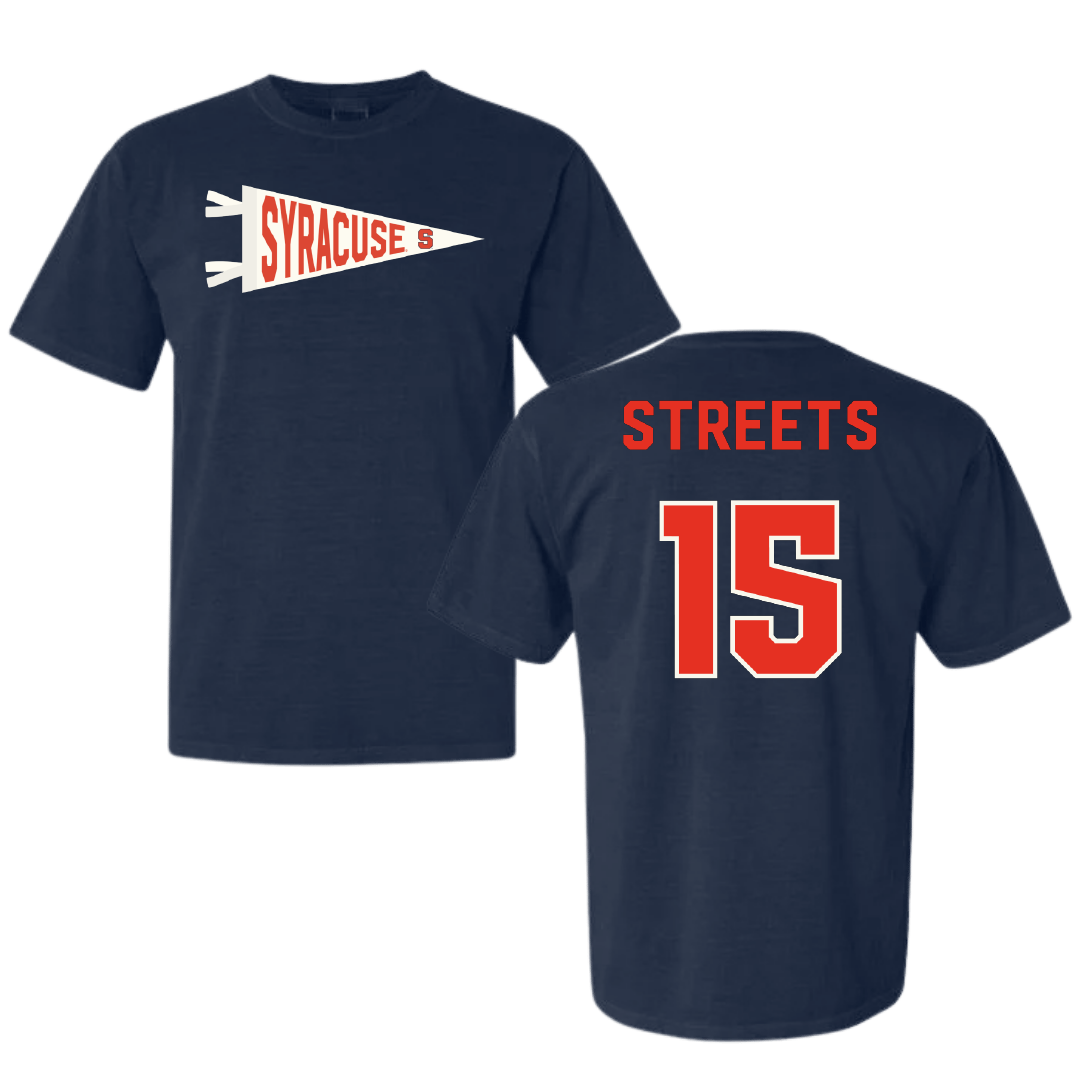 Syracuse University Soccer (W) Navy Pennant Comfort Colors Tee - #15 Emery Streets